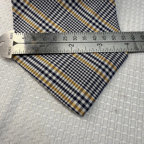 Vtg RARE Polo Ralph Lauren Tie Blue Yellow Silk Mens Glen Check Houndstooth USA - Picture 5 of 5